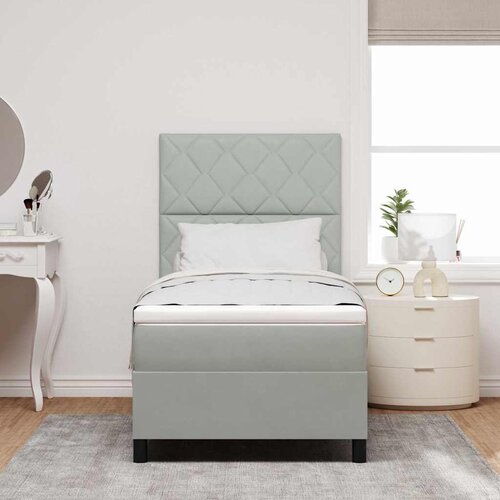  LED Box Spring Krevet Svijetlo siva 90 x 200 cm Bar&amp;scaron;un Svjetlosiva Slike