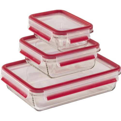 Emsa Clip&amp;amp;Close Glass Food Storage Box 3 pieces Slike