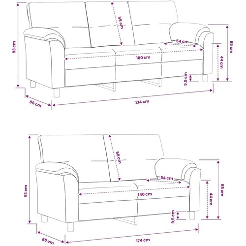  Set sofe 2 pcs Žuta Bar&amp;scaron;un - Žuta 2-sjedalo (140 cm) + 3-sjedalo Slike