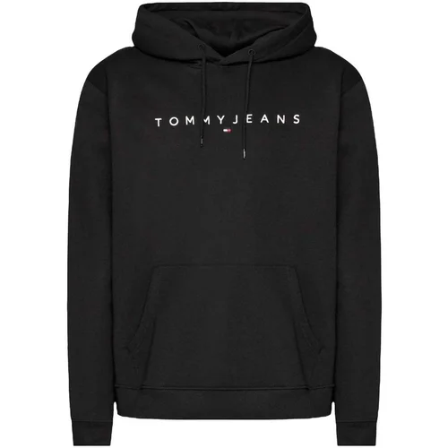 Tommy Jeans Logo Embroidery Hoodie Black Crna