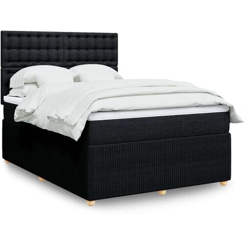  Krevet s oprugama i madracem crni 160x200 cm od tkanine Slike