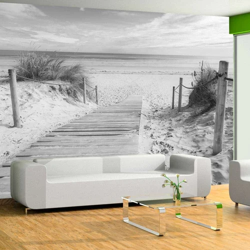  Samoljepljiva foto tapeta - On the beach - black and white 98x70