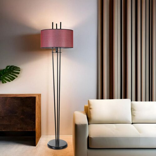 Opviq belen siyah lambader silindir Hasır bordo abajurlu blackburgundy floor lamp Slike