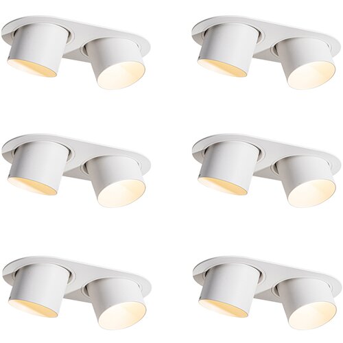 QAZQA Set van 6 inbouwspots wit GU10 70mm kantelbaar 2-lichts - Installa Slike