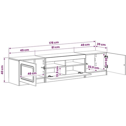  5-dijelni LED TV ormarić Hrast artisan Konstruirano drvo - Hrast artisan 81 cm Slike