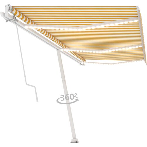 vidaXL Automatska tenda sa senzorom LED 600 x 300 cm žuto-bijela Cijene