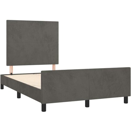 VidaXL Okvir za krevet s uzglavljem tamnosivi 120x190 cm bar&amp;scaron;unasti Slike