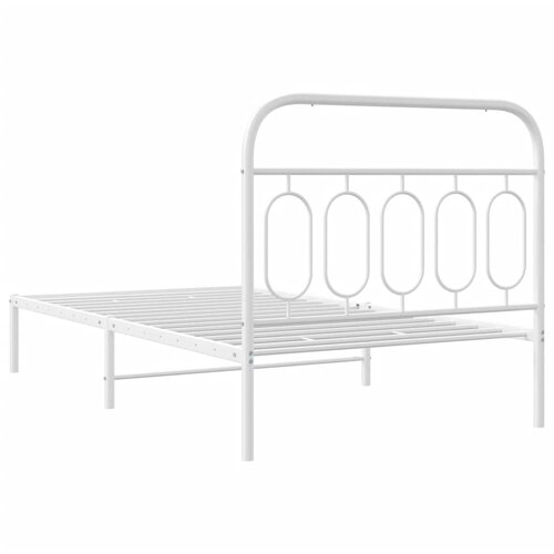  Metalni okvir za krevet s uzglavljem bijeli 107x203 cm Slike