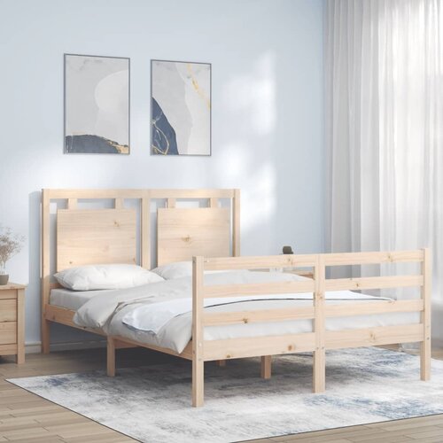 vidaXL Posteljni okvir z vzglavjem 120x200 cm trden les Cene