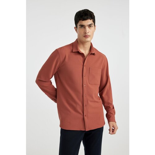 Defacto Regular Fit Polo Neck Crinkle Long Sleeve Shirt Slike