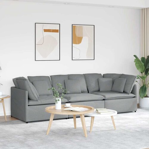  Modularna sofa s jastucima, tkanina, svijetlo siva Cijene