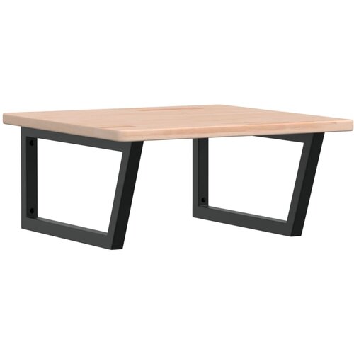  Zidna polica za umivaonik od čelika i masivne hrastovine Smeđa 60 x 60 x 2.5 cm Slike
