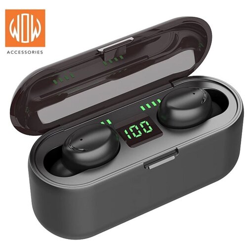 RIFF wow F9 sport & leisure super-fit tws bluetooth 5.1 stereo slušalke z hd mic led polnilnikom usb powerbank črna, (21230778) Cene