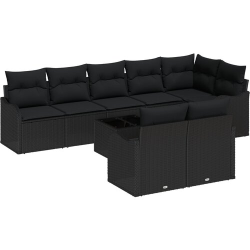 vidaXL Set garniture za vrt od 9 dijelova s jastučićima bež poly ratan, Garnitura za vrt za 2 osobe s jastučićima crni poly ratan Cene