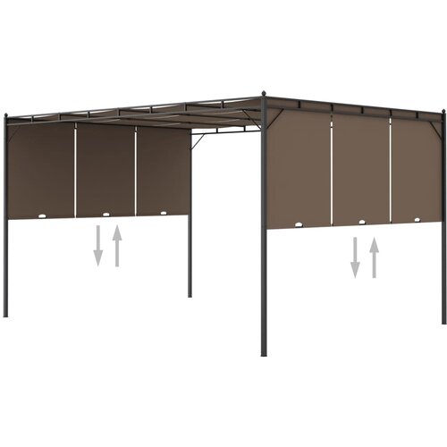vidaXL Vrtni paviljon s stransko zaveso 4x3x2,25 m taupe Cene
