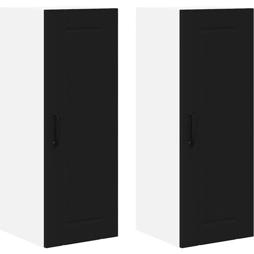 VidaXL zidni kuhinjski ormarić s policom 2 pcs crna 30 x 31 x 80 cm Slike