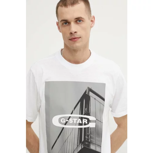 G-star Raw Pamučna majica za muškarce, boja: bijela, s tiskom, D24683-C372