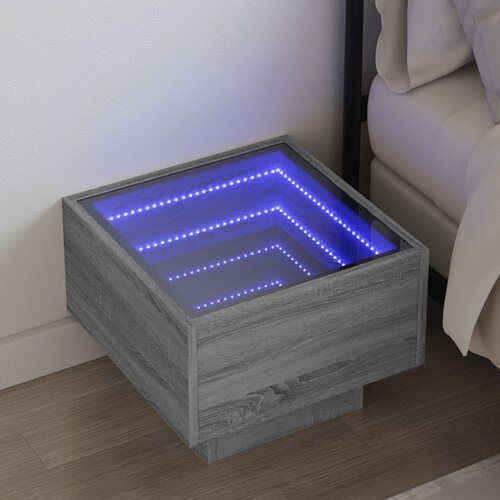 Furnova Nočna mizica z neskončnimi LED siva sonoma 40x40x30 cm, (21926137) Cene