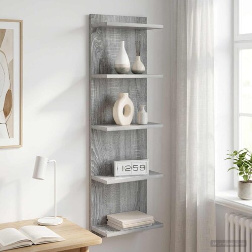  Polica na zidu Siva Sonoma 30 x 15 x 100 cm Konstruirano drvo Slike