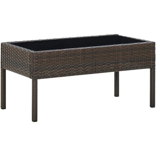 The Living Store Vrtna miza rjava 75x40x37 cm poli ratan - Vrtna Miza, (21460387) Slike