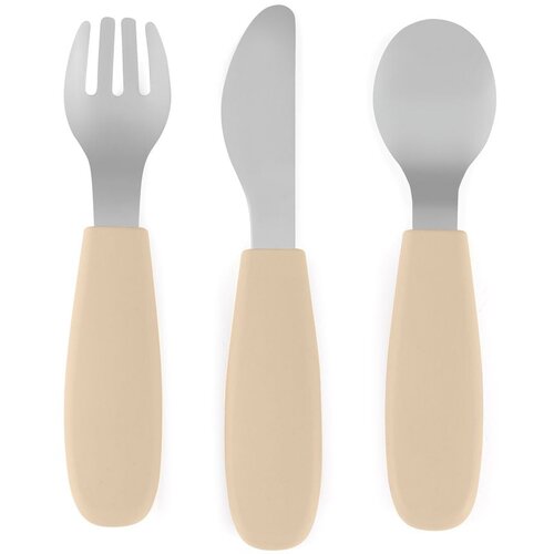 Petite&Mars Set pribora za jelo od nehrđajućeg čelika sa silikonskom ručkom 12 m+ Take&Match, Desert Sand Cijene