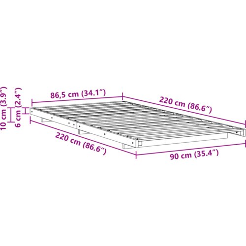 vidaXL Krevet s daskama Bijelo 90 x 220 cm Masivna borovina Cene