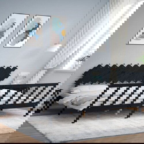 vidaXL Okvir za krevet s uzglavljem crni 200 x 200 cm od masivnog drva Cene
