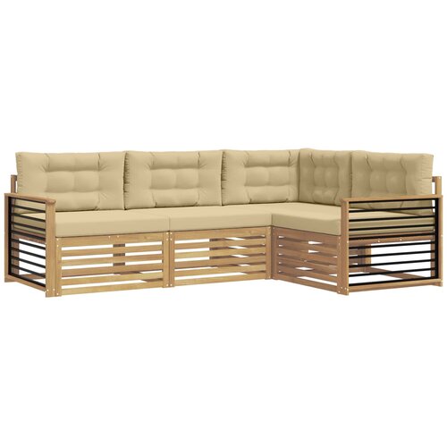 vidaXL Zunanja garnitura za sedenje 5 pcs Bela in bež Poliester, (5000281794) Cene