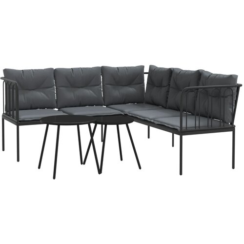  Set vrtnih sofa s jastucima crni od čelika i tekstilena Slike