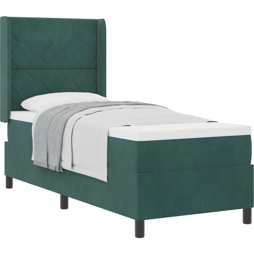 VidaXL Box Spring Postelja z Blazino Temno Zelena 80x200 cm Žamet, (22050522) Slike
