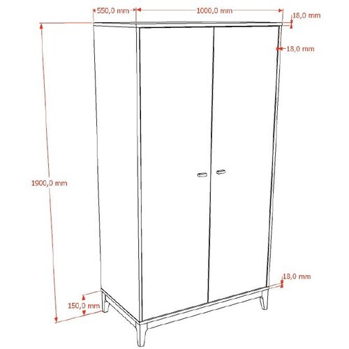 Vipack Garderobna omara v orehovem dekorju v temni naravni barvi 100x190,5x55 cm Ilyas &amp;ndash; Slike