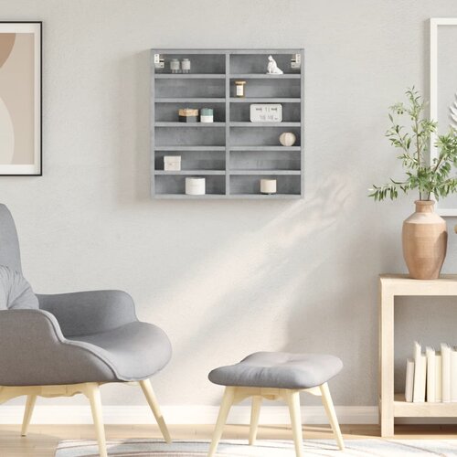  Vitrina siva boja betona 60x8,5x58 cm konstruirano drvo Slike