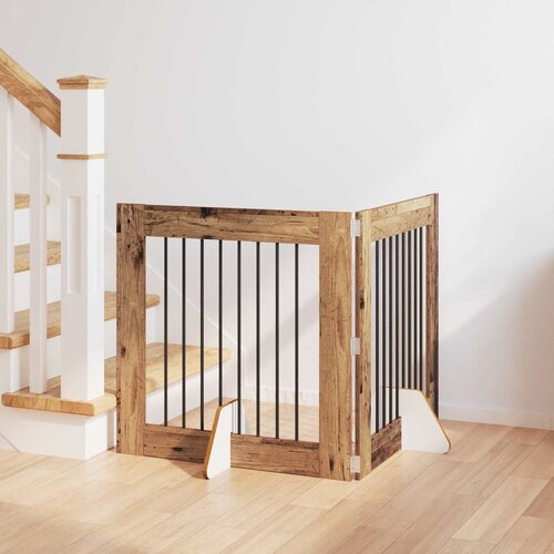  Vrata za pse s postoljem 2 pcs Staro drvo 80 x 80 cm Cene