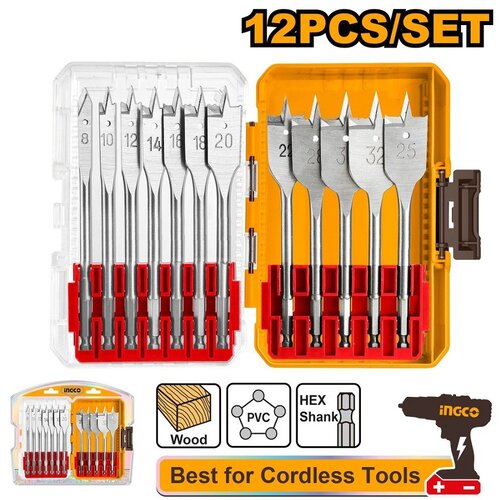 Ingco AKDL1206 Set ravnih burgija za drvo 12/1 Slike