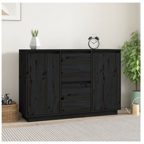  Komoda crna 111 x 34 x 75 cm od masivne borovine Cene