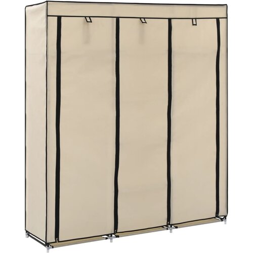 The Living Store Garderobna omara s predelki in palicami krem 150x45x175cm blago - Garderobna Omara, (21434291) Slike
