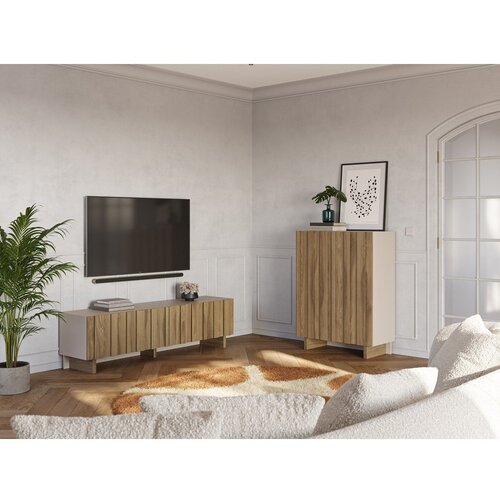 Marckeric Kremno bela/v naravni barvi omarica iz masivnega bora 90x120x43 cm Marlo &amp;ndash; Slike
