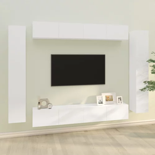vidaXL 8-dijelni set tv ormarića sjajni bijeli konstruirano drvo