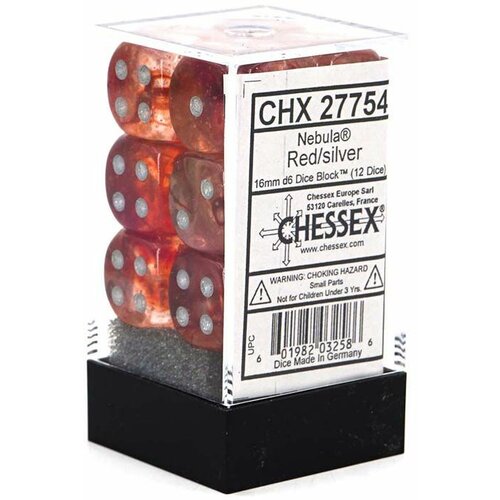 Chessex kockice - nebula - luminary - red & silver - dice block (12) Slike