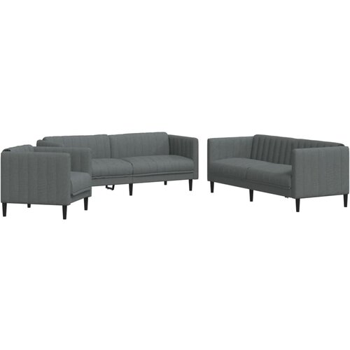 Maison Chic Sedežna garnitura - kavč 3-delna temno sivo blago, (21728320) Cene