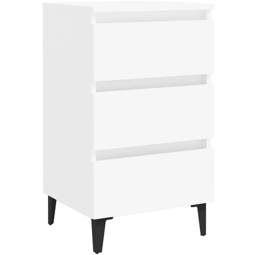 Maison Chic Nočna omarica - Nočna miza s kovinskimi nogami bela 40x35x69 cm, (21687248) Slike