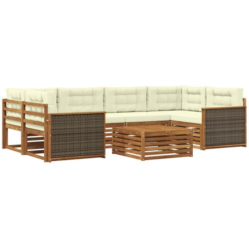 vidaXL Zunanja garnitura za sedenje z blazino 7 pcs Naravna in smetana, (5000280973) Cene