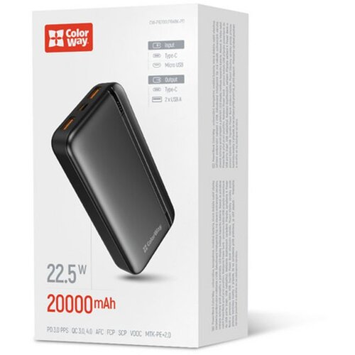 COLORWAY Power Bank 20 000 mAh EnergyPlus s USB QC3.0 i USB-C Power Delivery 22.5W - Crna Cijene