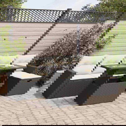 vidaXL 6-dijelni set vrtnih sofa s jastucima crni od poliratana Cijene