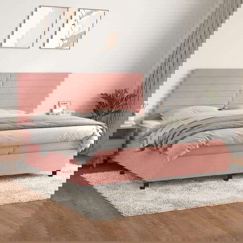  S oprugama i madracem ružičasti 200x200 cm baršunasti Cene