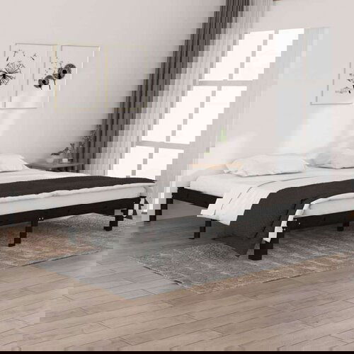  Posteljni okvir črn iz trdne borovine 200x200 cm, (20644990) Cene