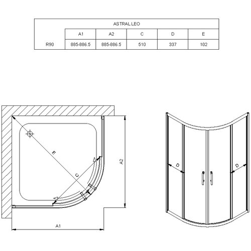 Astral tuš kabina leo R90x195cm/8mm nano easy cl Cene