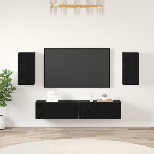 vidaXL Set TV omaric s polico 4 pcs Črni hrast 80 x 30 x 30.5 cm Cene
