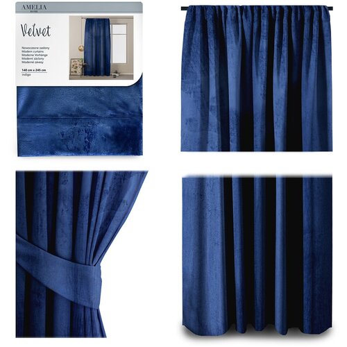 Restilo Plava bar&amp;scaron;unasta zavjesa AmeliaHome Velvety Royal, 245 x 140 cm Slike