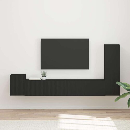  Set TV komoda Zidne 3 pcs Crna Konstruirano drvo Cene